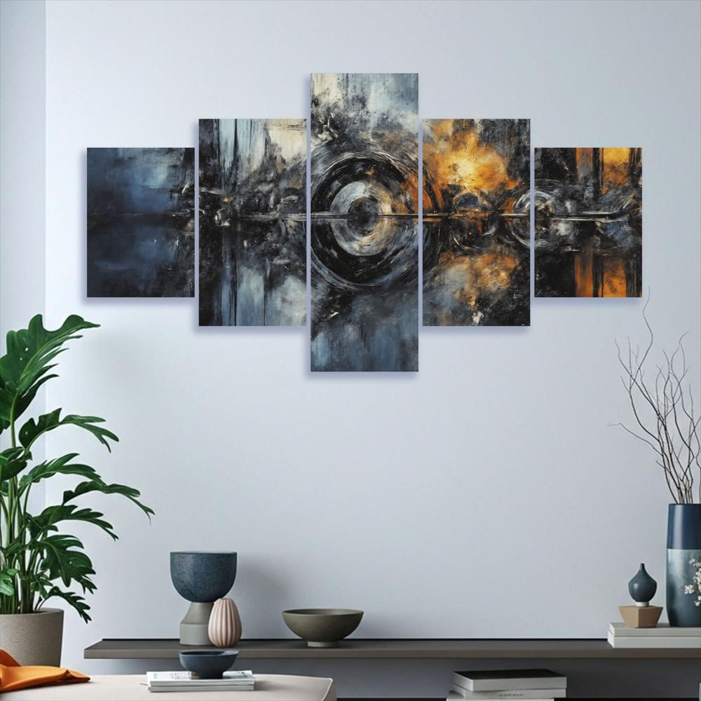 Lienzo Moderno 5 Piezas Ondas De Energía 134X72cm img #2