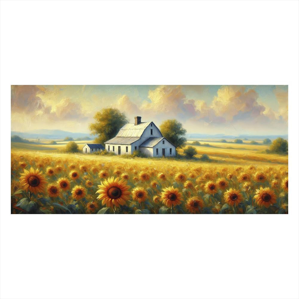 Lienzo Cuadro Decorativo Valle De Girasoles 118X55cm img #1