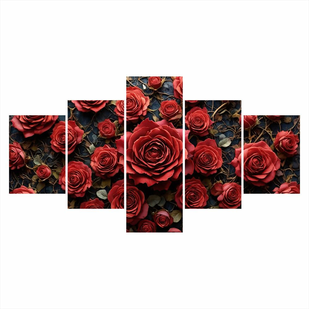 Lienzo Moderno 5 Piezas Romance Floral 134X72cm img #1
