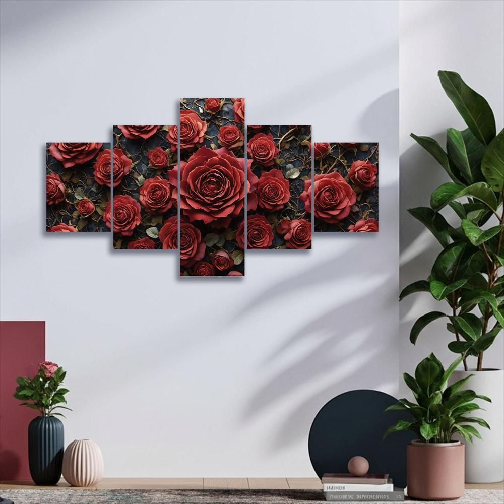 Lienzo Moderno 5 Piezas Romance Floral 134X72cm img #2