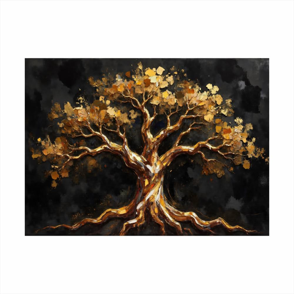 Lienzo Cuadro Árbol De La Vida Dorado 110X80cm img #1