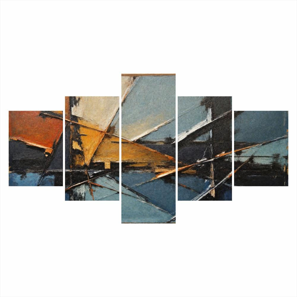 Lienzo Abstracto 5 Piezas Horizontes Cruzados 134X72cm img #1