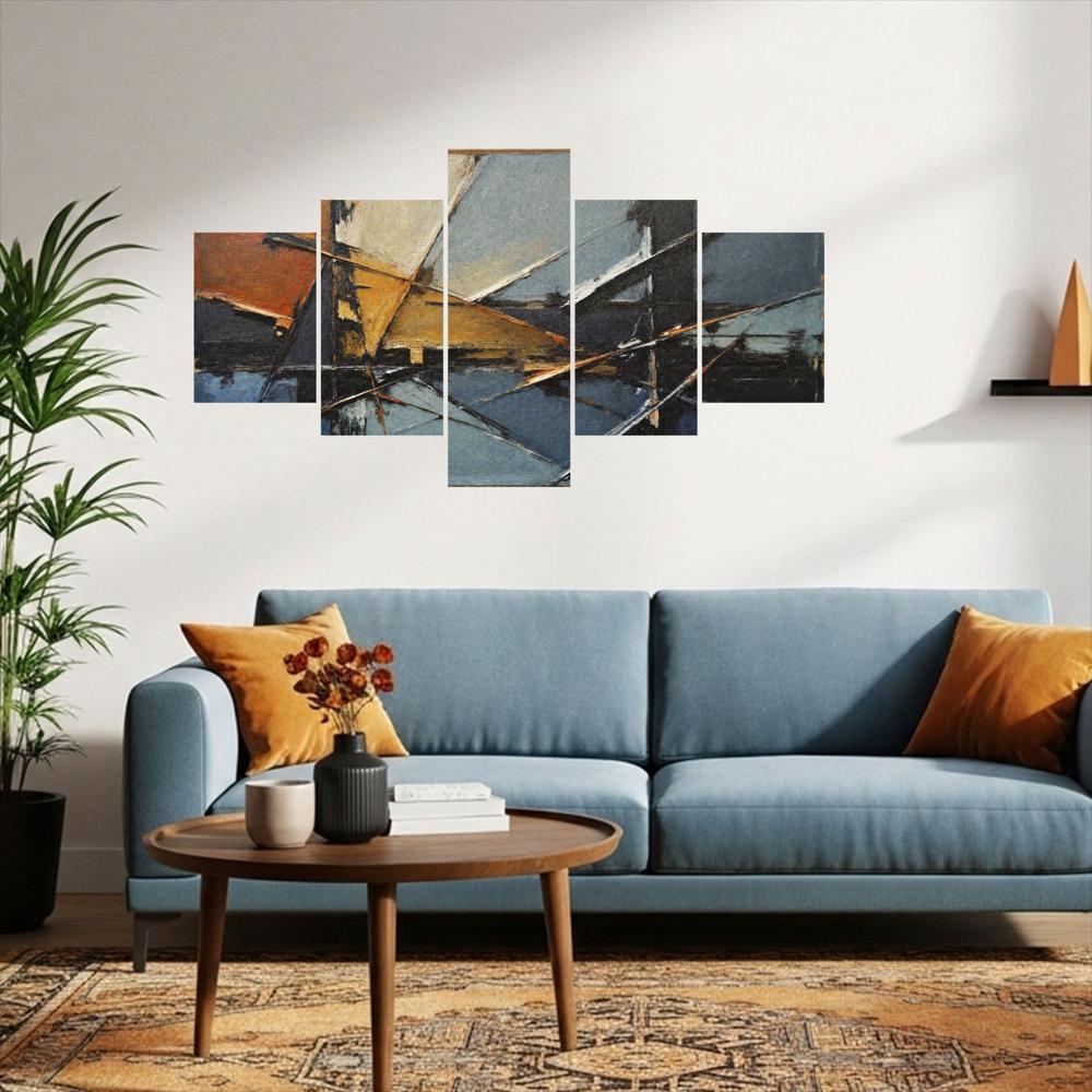 Lienzo Abstracto 5 Piezas Horizontes Cruzados 134X72cm img #2
