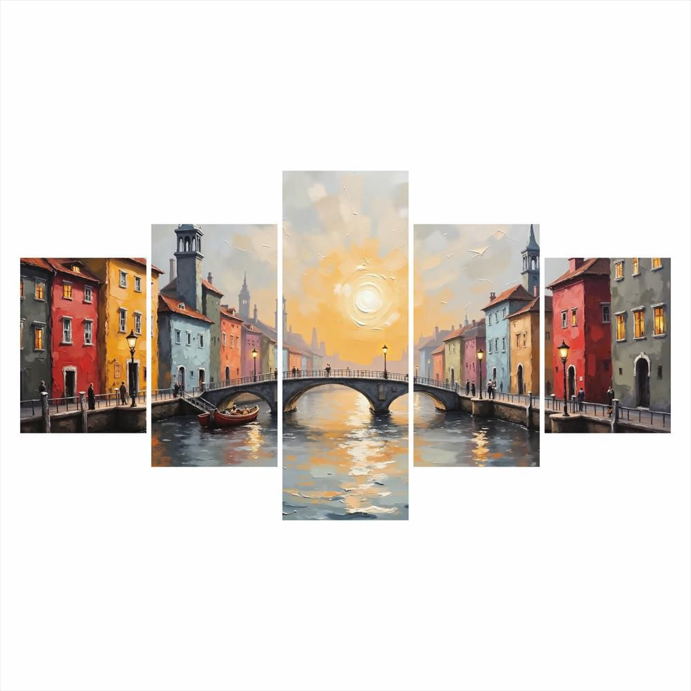 Lienzo Moderno Puente Del Sol 5 Piezas 134X72cm img #1