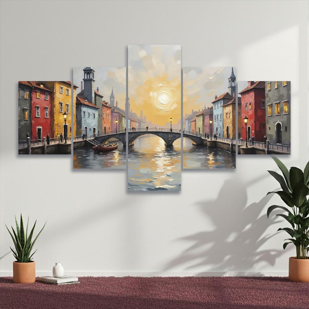Lienzo Moderno Puente Del Sol 5 Piezas 134X72cm img #2