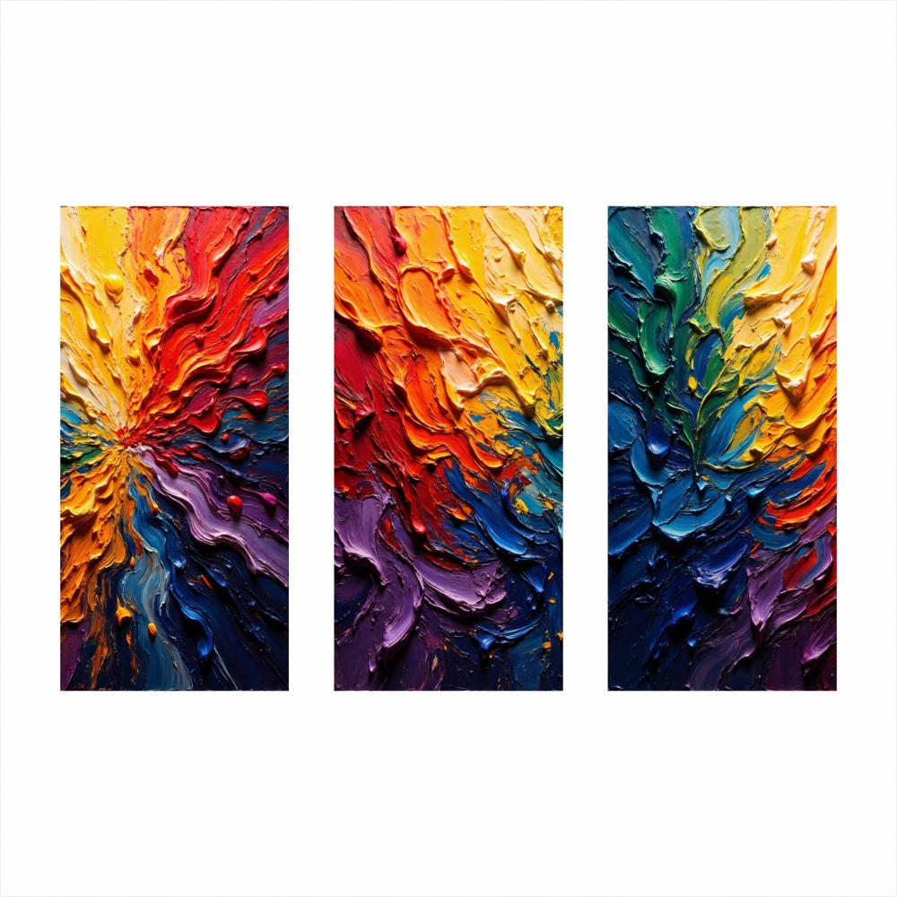 Lienzo Tríptico Universo Abstracto De Color X 3 72X34cm C/U img #1