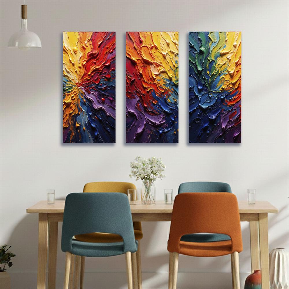 Lienzo Tríptico Universo Abstracto De Color X 3 72X34cm C/U img #2