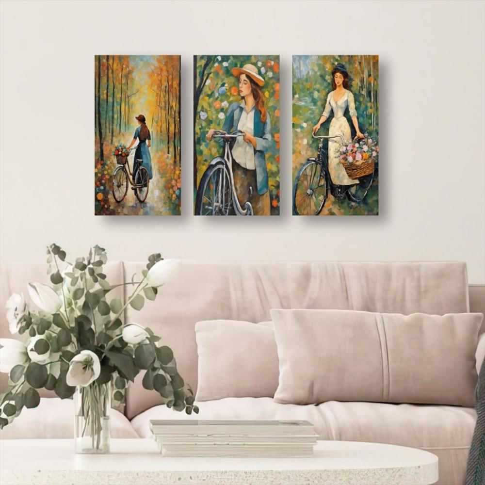 Lienzo Tríptico Estilo Pintura Clásica Set X 3 De 60X43cm C/U img #2