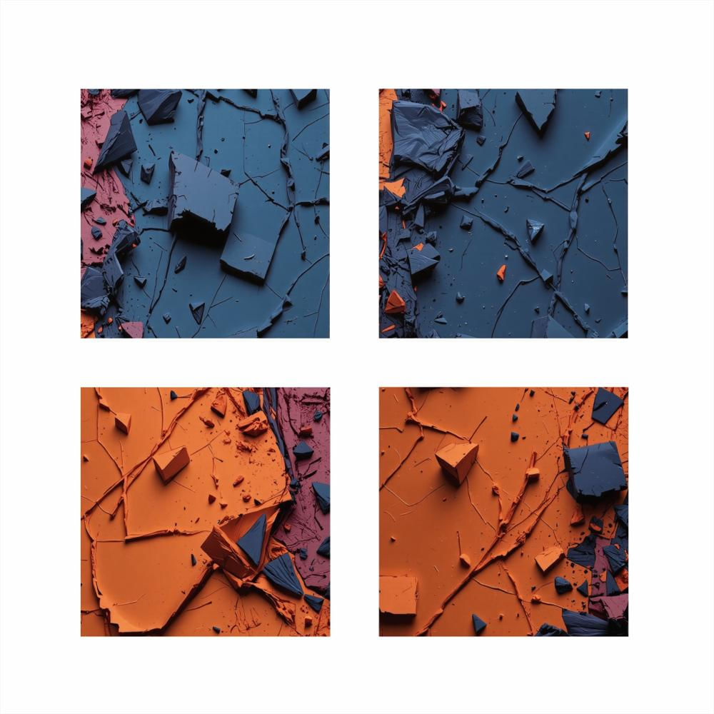 Lienzo Abstracto Minimalista Bicolor Set X4 De 34X34cm Cu img #1