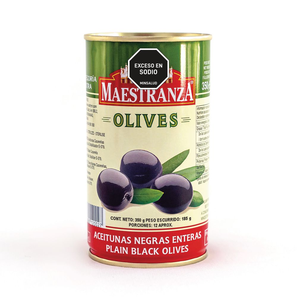 Aceitunas MAESTRANZA MARCA EXCLUSIVA negras enteras (185  gr)