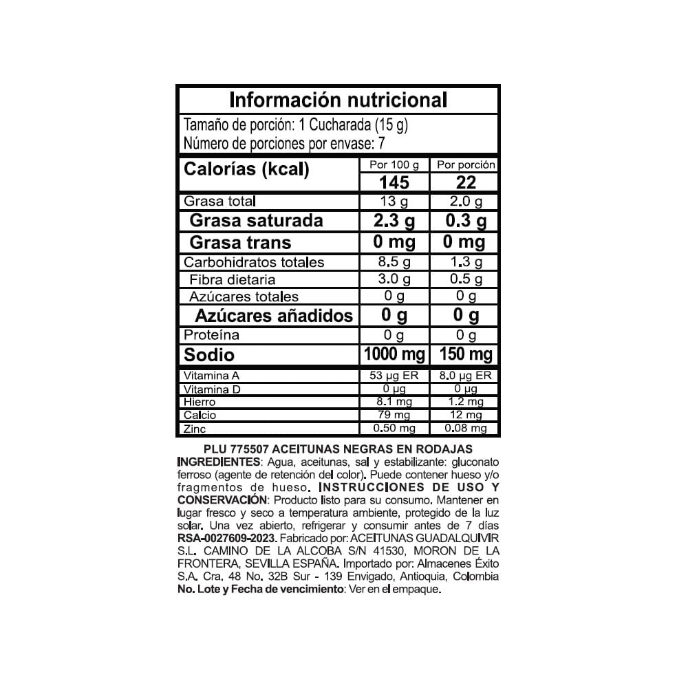 Aceitunas FLORESUR negra en rodajas (160  gr) img #2