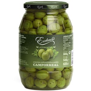 Aceitunas EXCELENCIA DEL OLIVAR enteras aderezadas camporreal (500 gr)