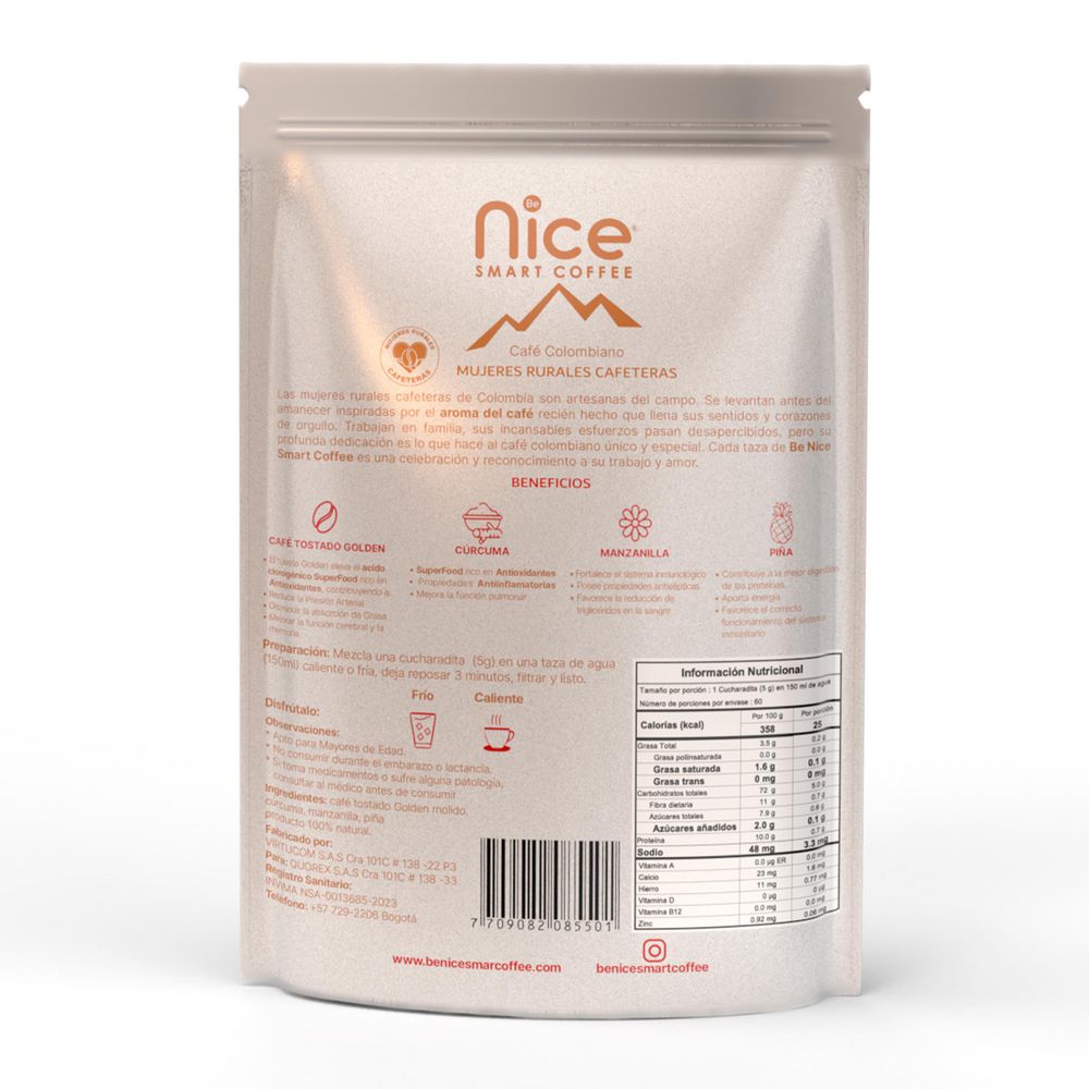 Mezcla en polvo Be Nice infusión café tostado (300  gr) img #2