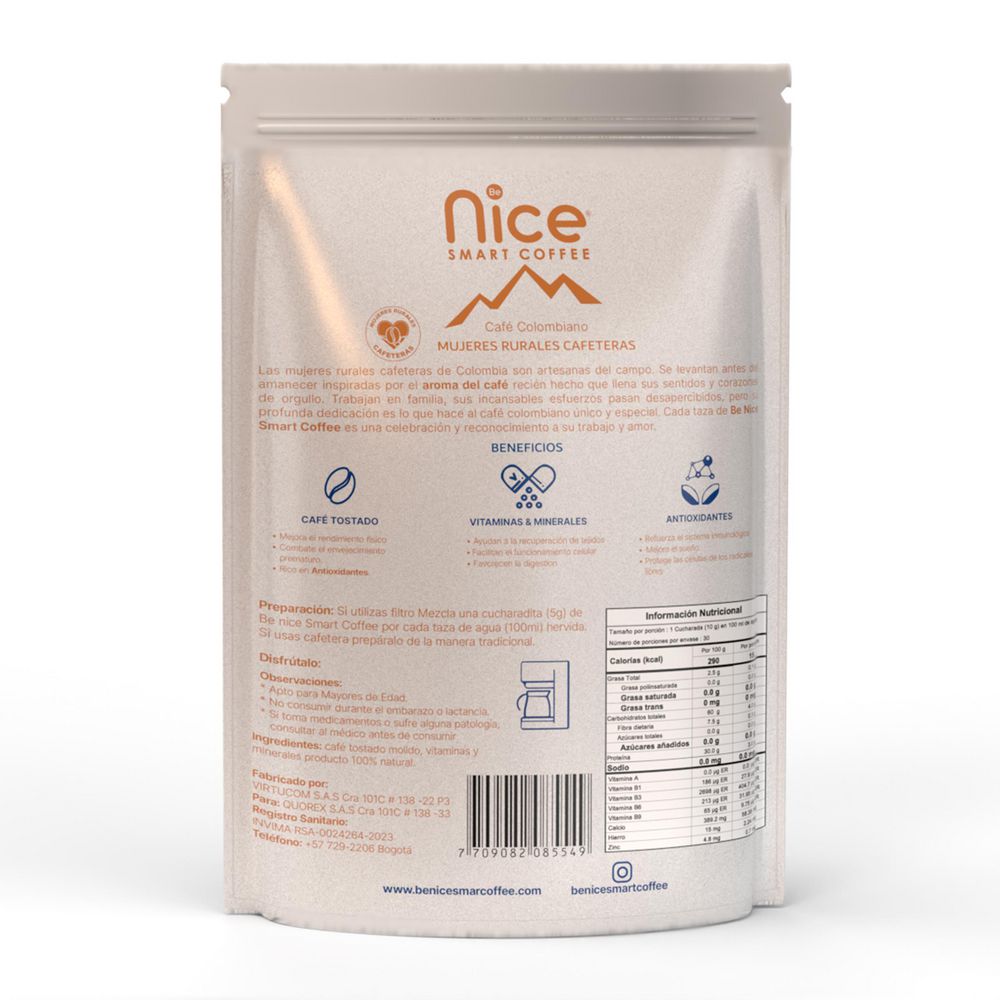 Mezcla en polvo Be Nice bebida café vitaminas (300  gr) img #2