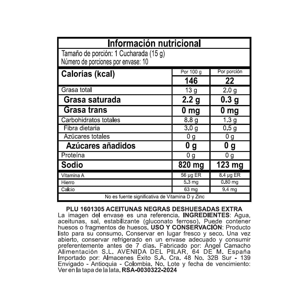 Aceitunas EL CORTE INGLÉS MARCA EXCLUSIV negras deshuesadas (150  gr) img #2