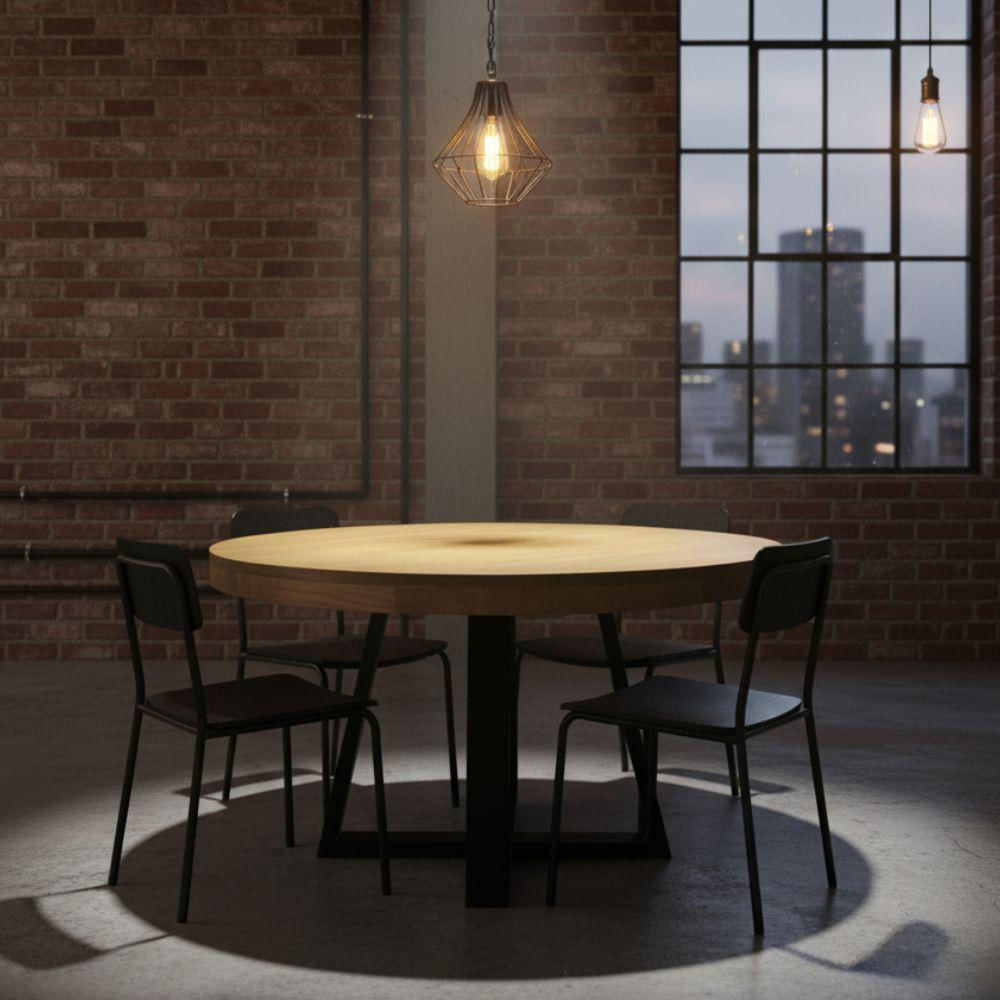 Mesa Comedor Gea Diámetro 140Cm Roble Y Metal img #3