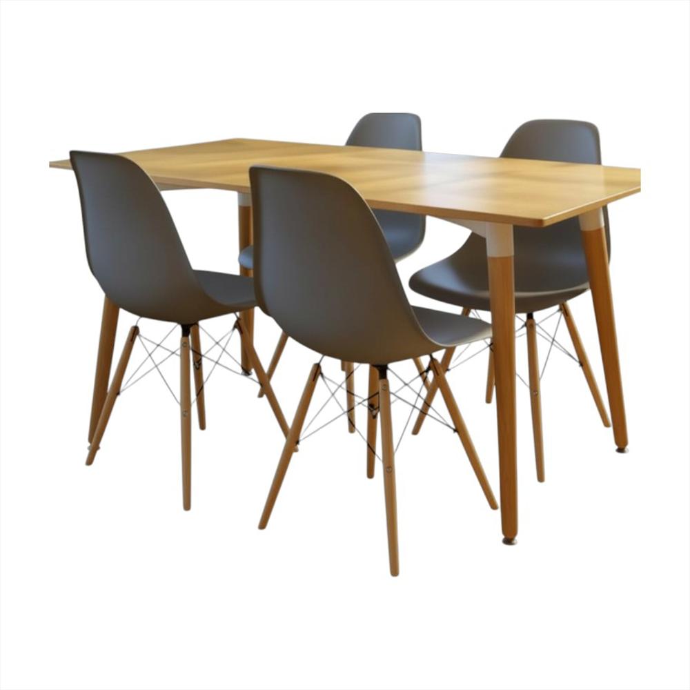 Comedor Cy03 Color Madera + 4 Sillas Color Gris img #1