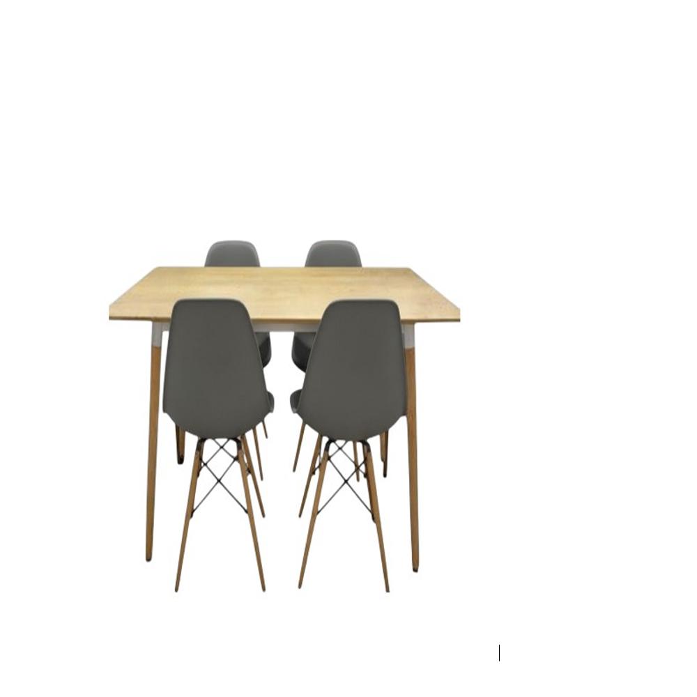Comedor Cy03 Color Madera + 4 Sillas Color Gris img #2