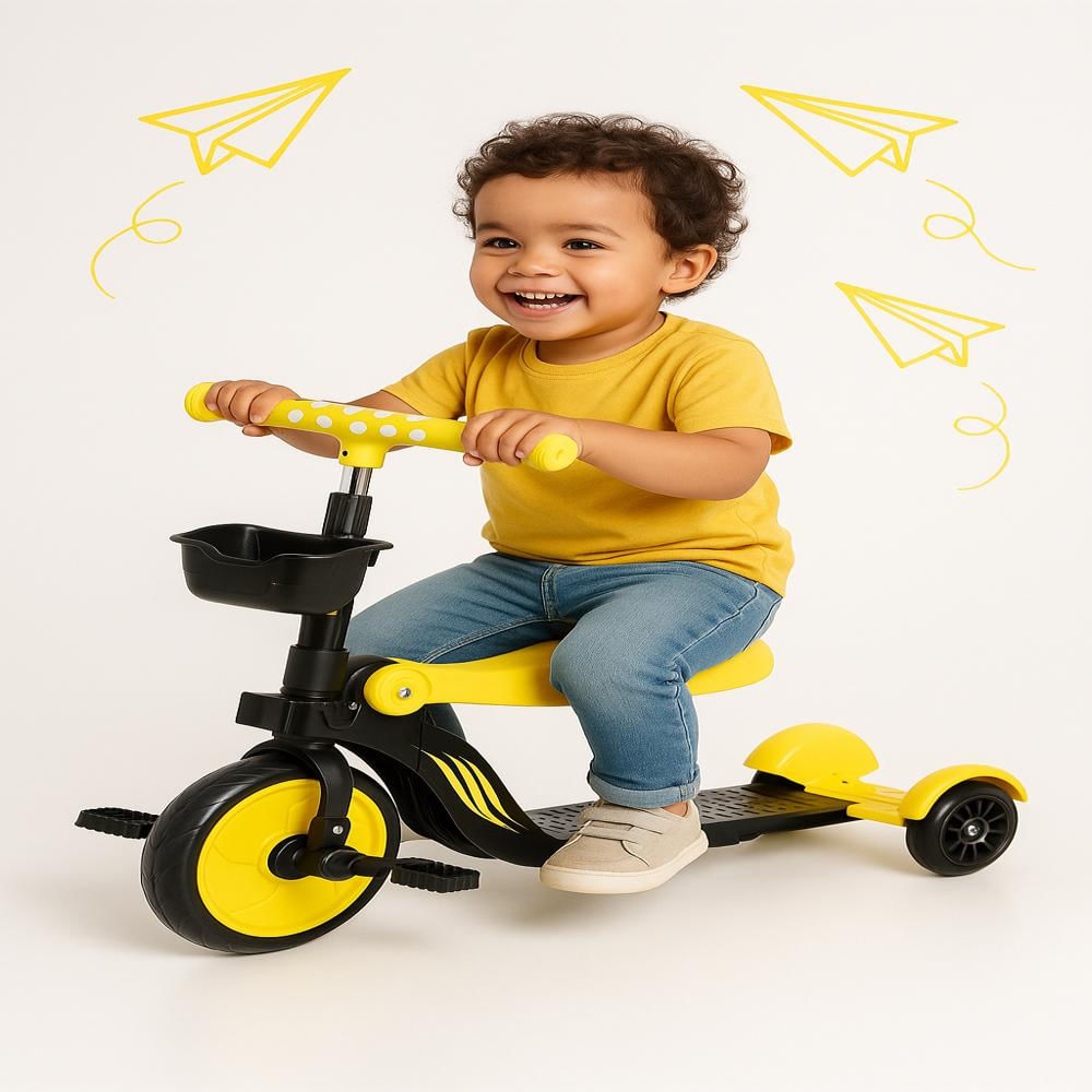 Triciclo 3 En 1 Bicicleta Equilibrio Negro Amarillo img #2