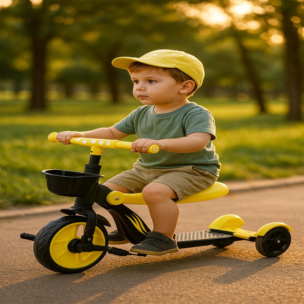 Triciclo 3 En 1 Bicicleta Equilibrio Negro Amarillo img #3