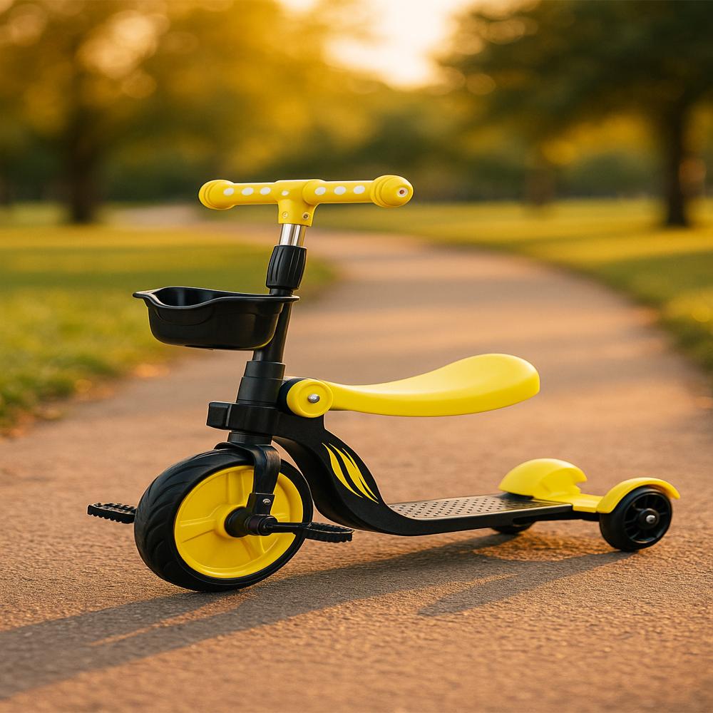 Triciclo 3 En 1 Bicicleta Equilibrio Negro Amarillo img #4