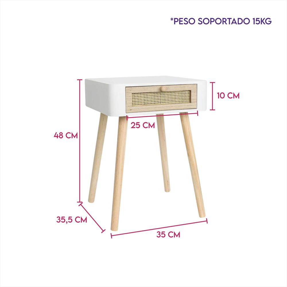 Mesa De Noche Nochero De Madera Con Cajón Refdalia img #1