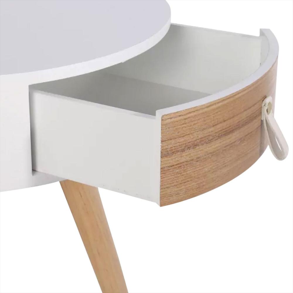 Mesa De Noche Nochero Redondo De Madera Con Cajón Refmara img #1