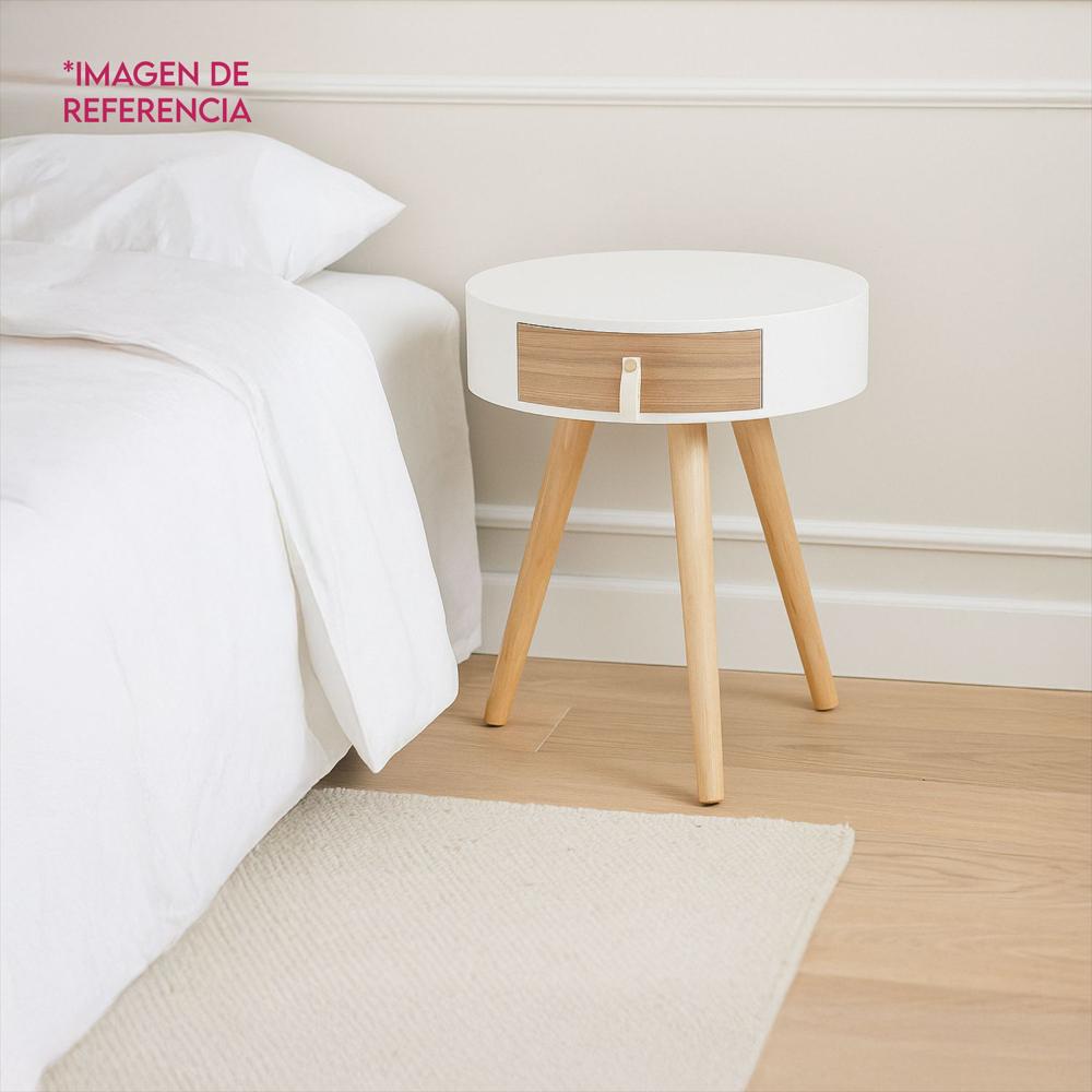 Mesa De Noche Nochero Redondo De Madera Con Cajón Refmara img #3