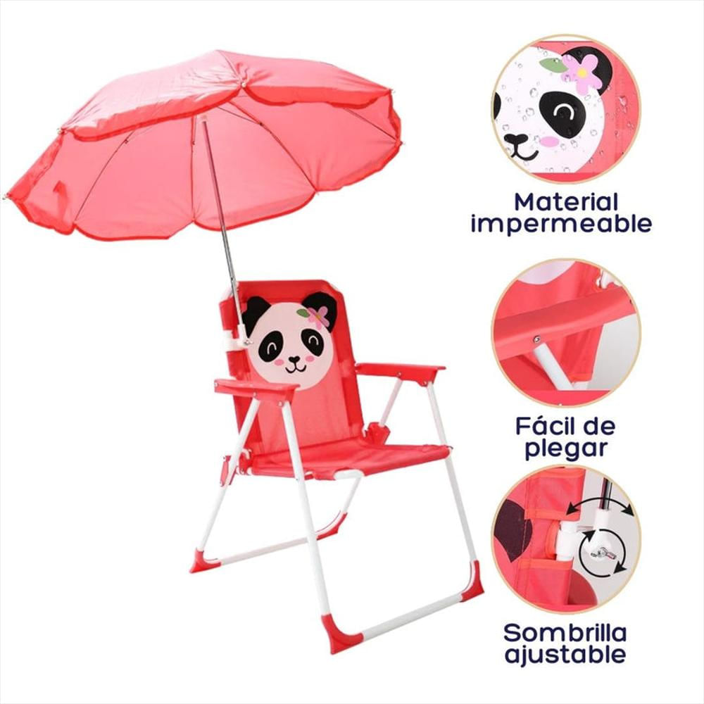 Silla Plegable Playera Con Sombrilla Portatil Infantil img #1