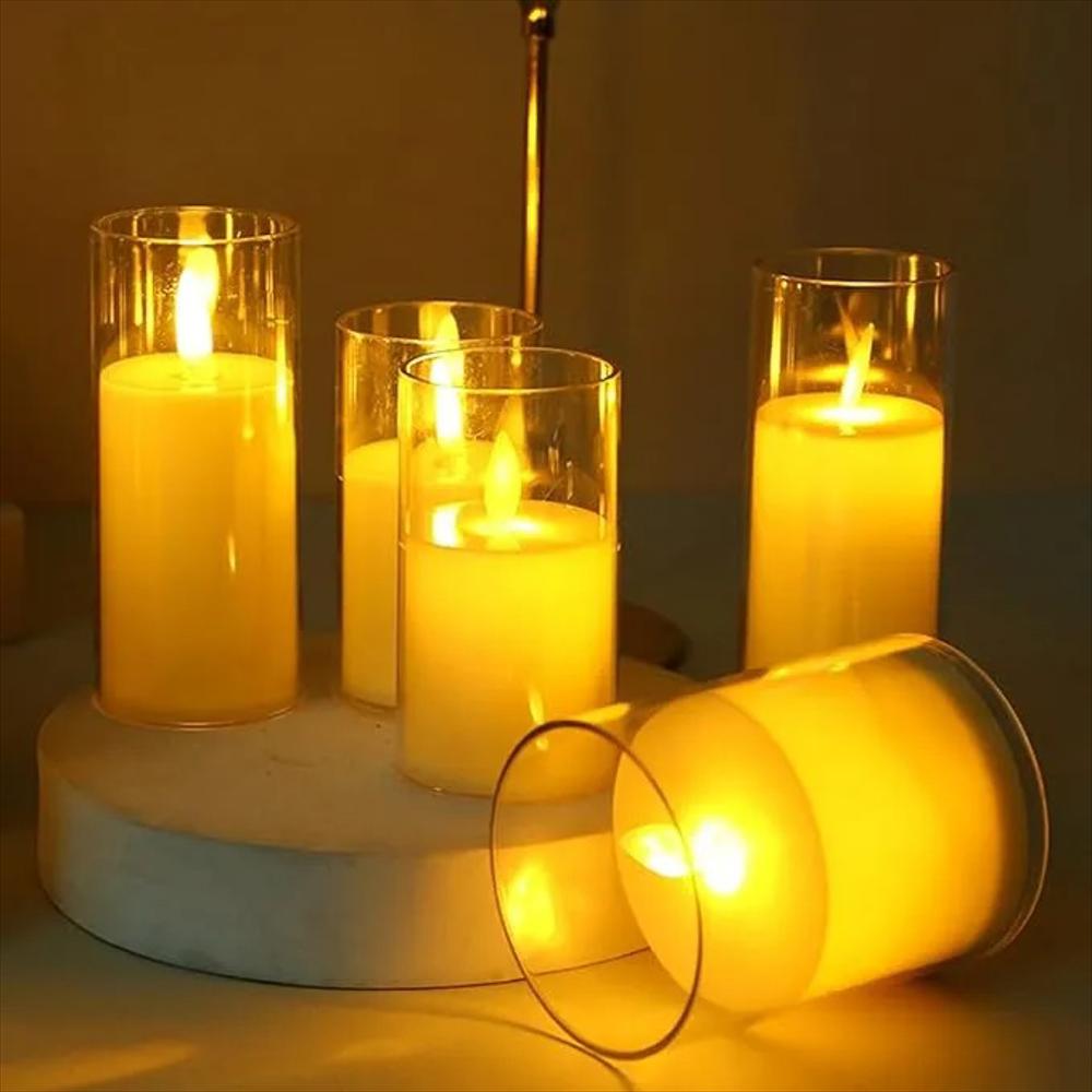 Velas Navideñas Set Velas Led Batería Larga Efecto Llama X3 img #1