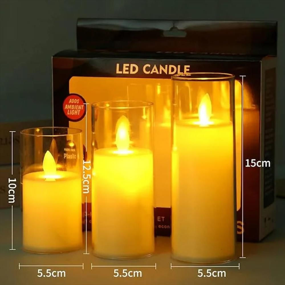 Velas Navideñas Set Velas Led Batería Larga Efecto Llama X3 img #2