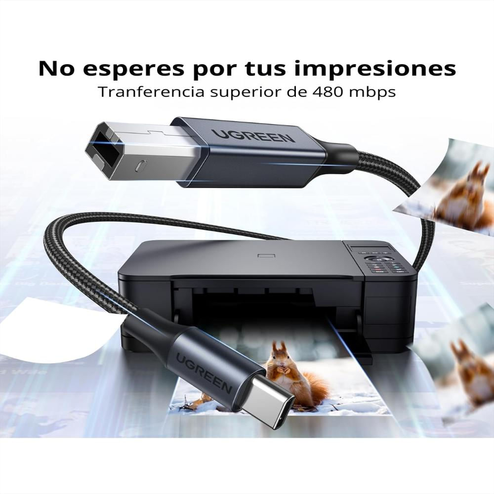 Cable Impresora Ugreen Usb C A Usb B 2.0 1M Thunderbolt 3 img #3