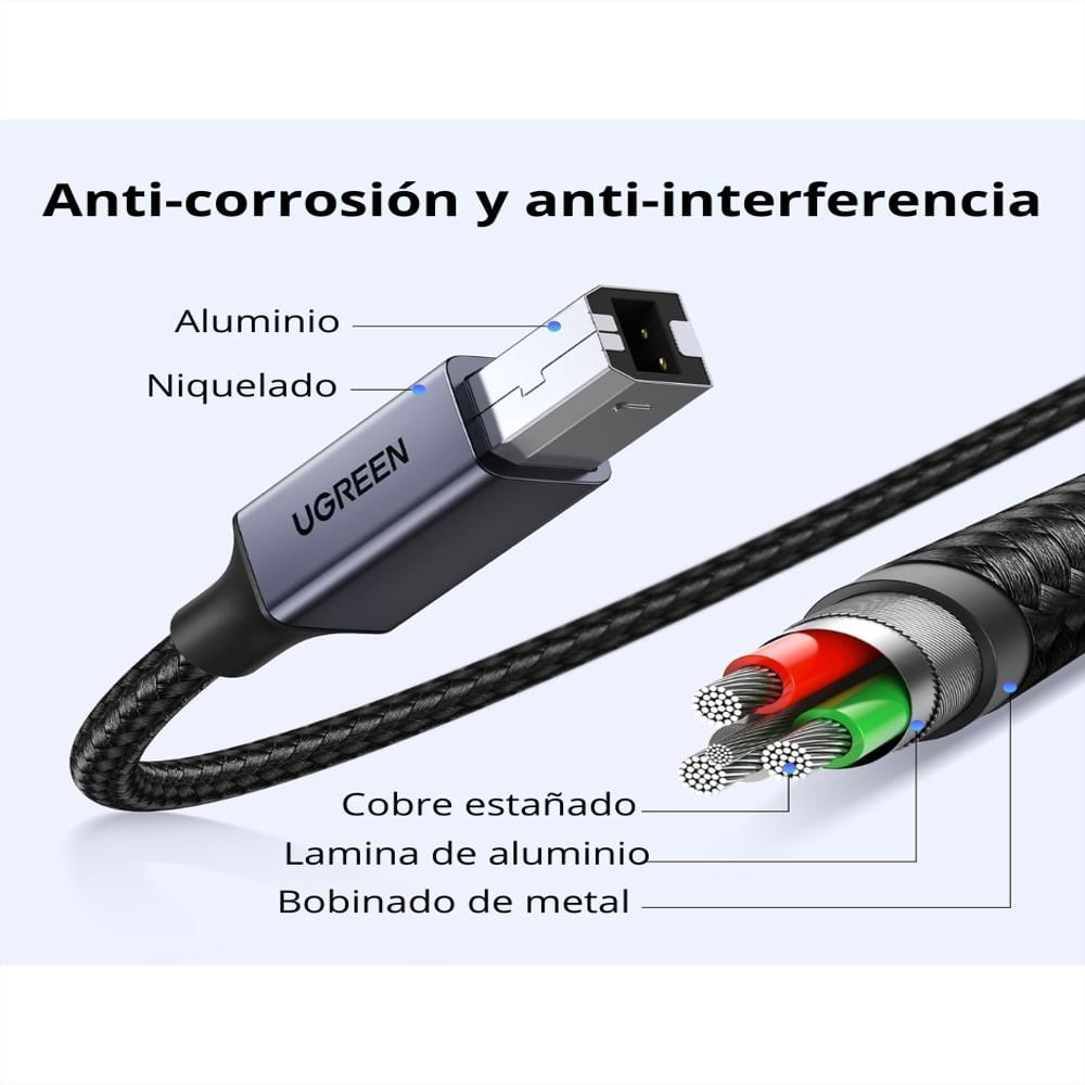 Cable Impresora Ugreen Usb C A Usb B 2.0 1M Thunderbolt 3 img #4