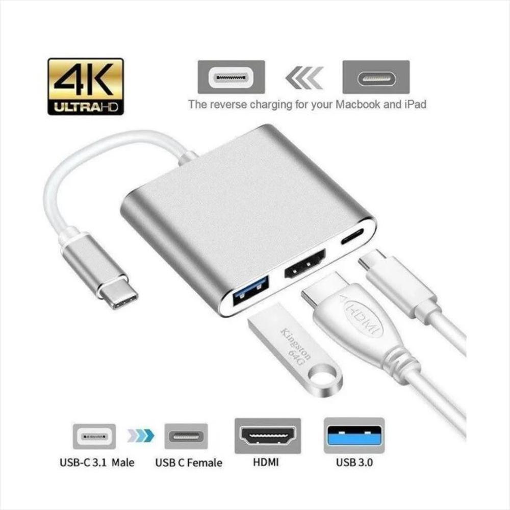 Adaptador Hub Tipo C/Usb C a Usb a, Usb Tipo C y Hdmi Para Macbook y Windows