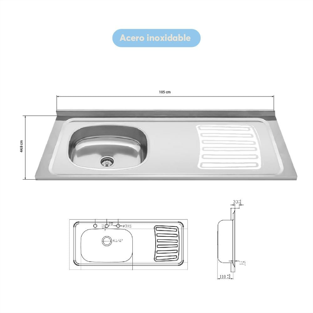 Cocina Integral En Mdp 230Cm Bertolini Con Lavaplatos Izquierdo Roble img #4