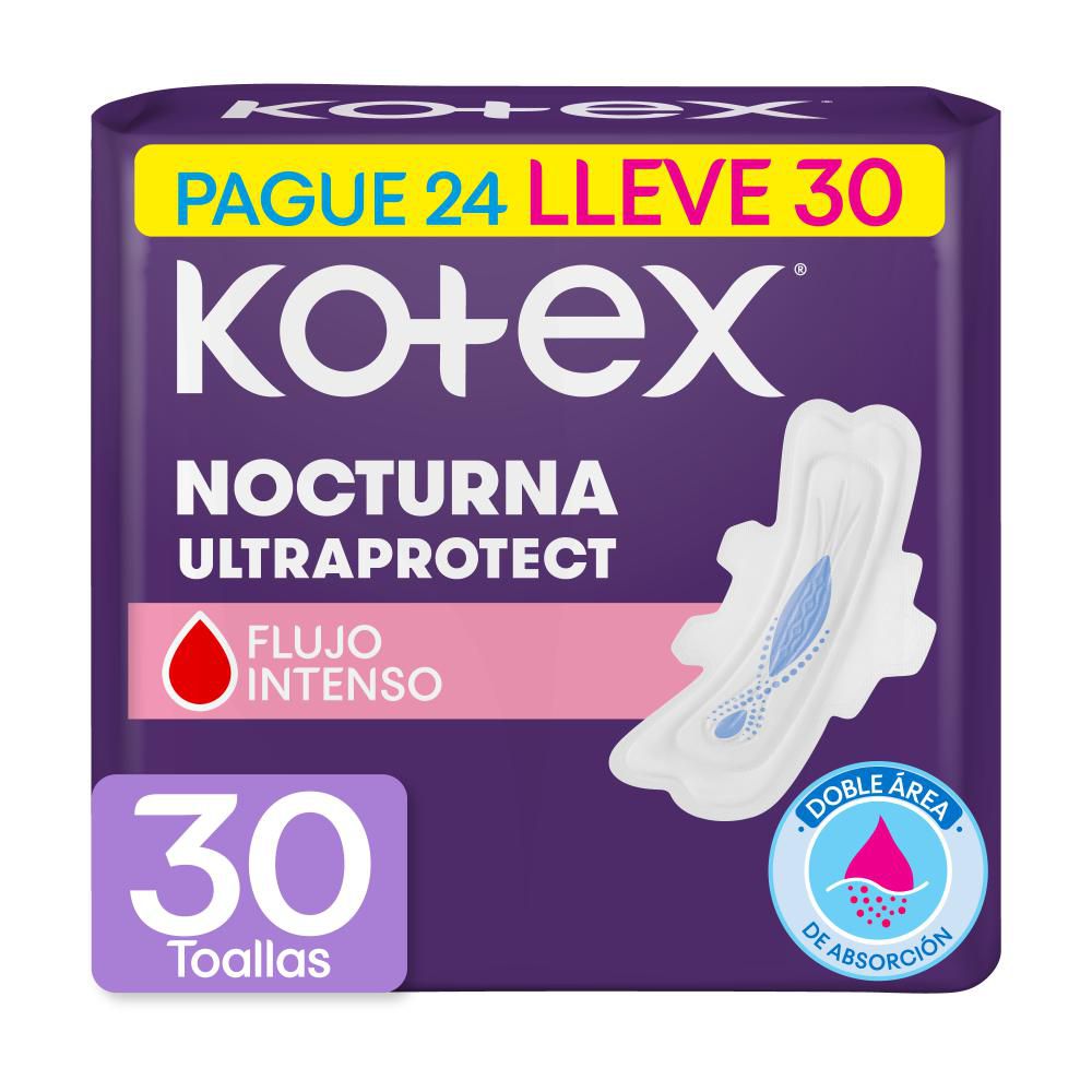 Toallas higiénicas KOTEX nocturna pague 24 lleve 30 (24  und) img #1