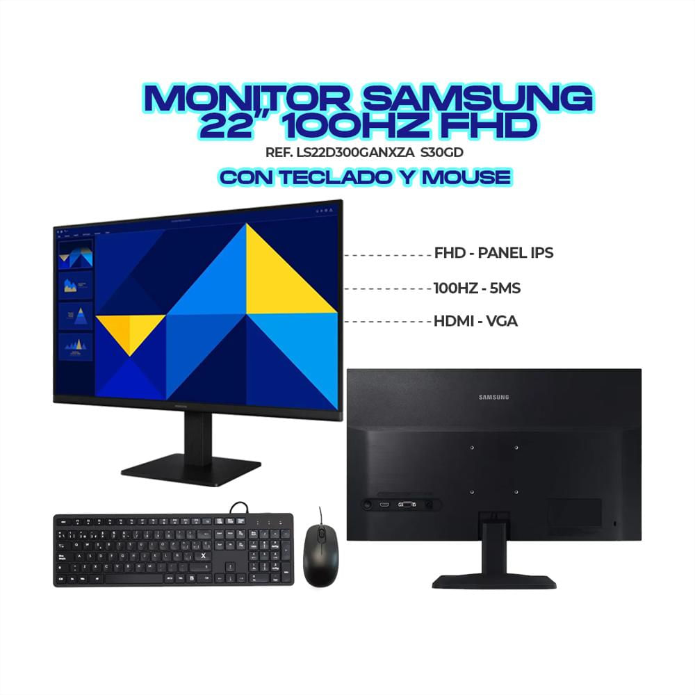 Monitor Samsung 22 pulgadas Fhd 100Hz Ls22d300ganxza Panel Ips + Teclado Y Mouse Monitor Samsung 22 pulgadas Fhd 100Hz Ls22d300ganxza Panel Ips + Teclado Y Mouse