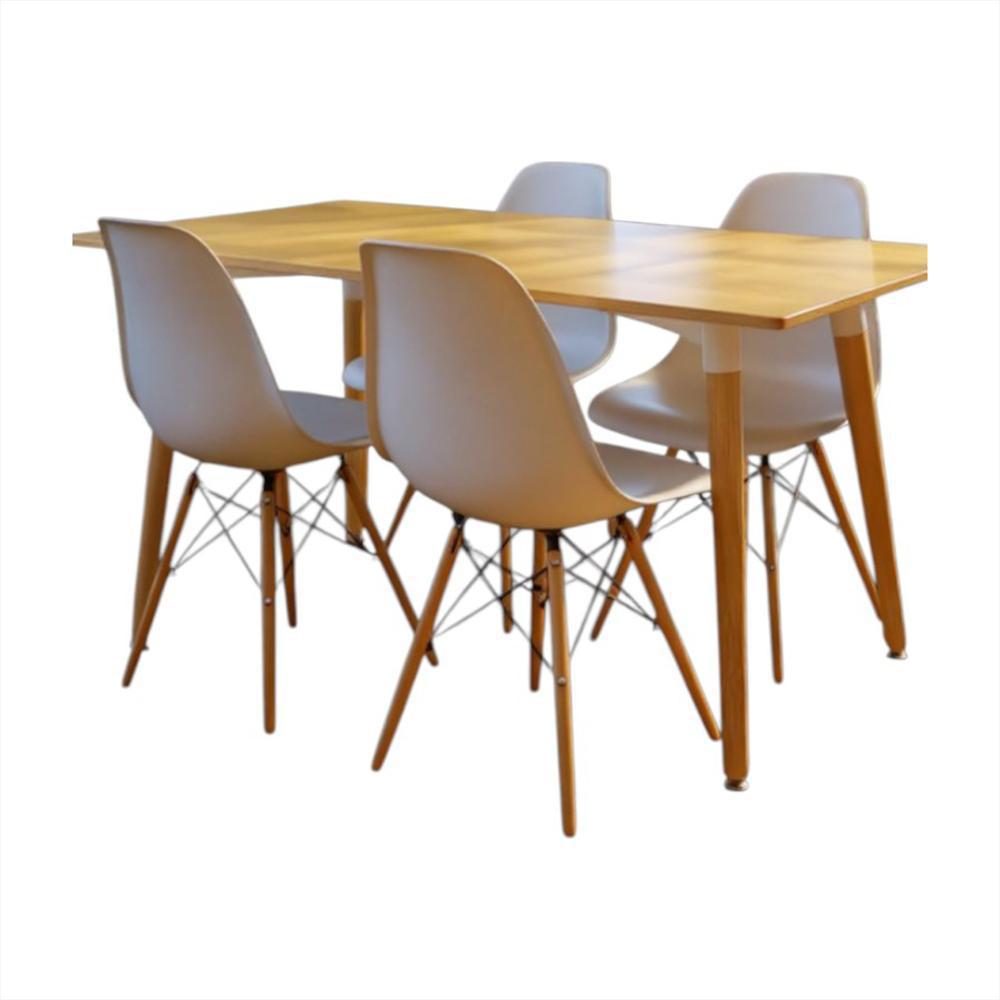 Comedor Cy03 Color Madera + 4 Sillas Color Blancas img #1