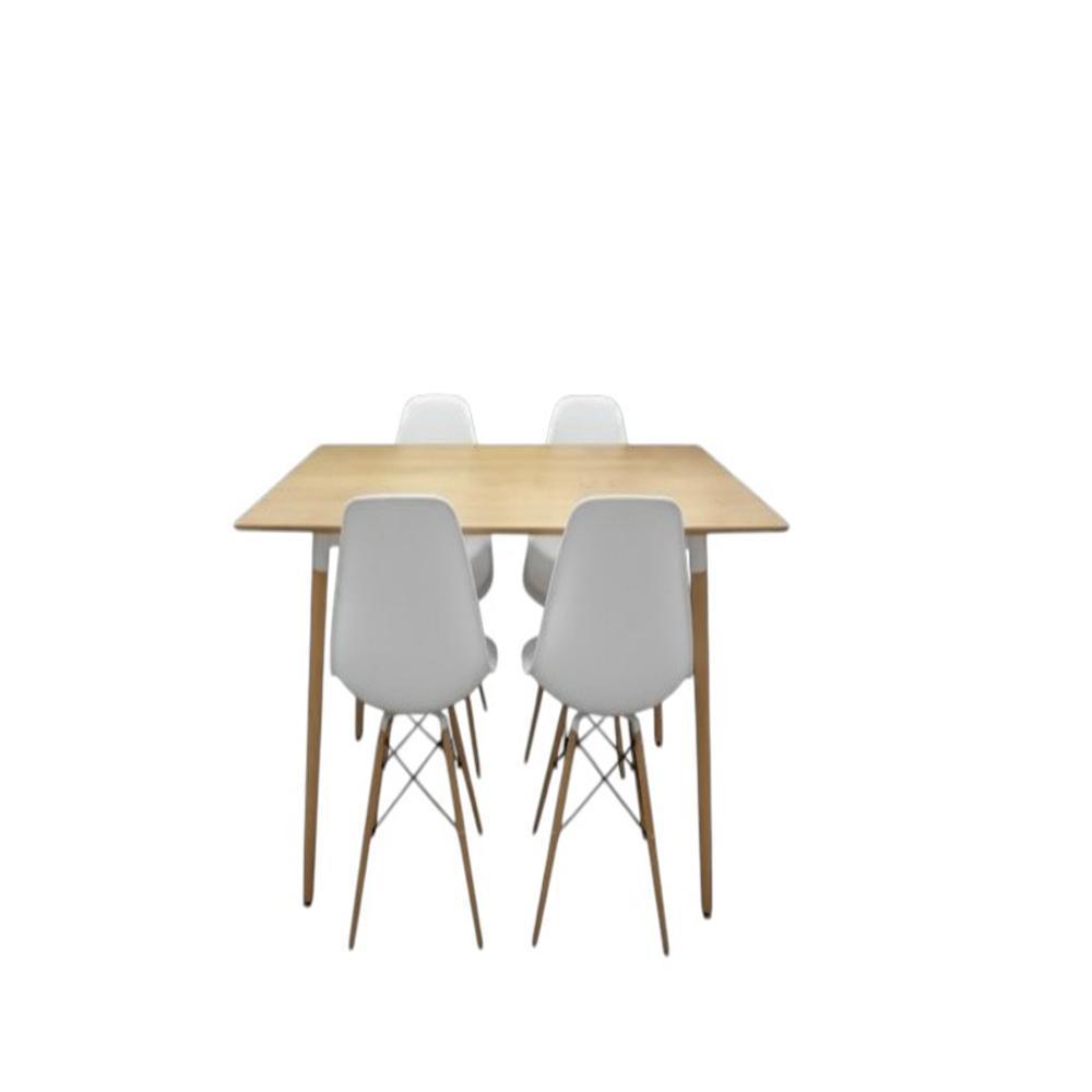 Comedor Cy03 Color Madera + 4 Sillas Color Blancas img #2