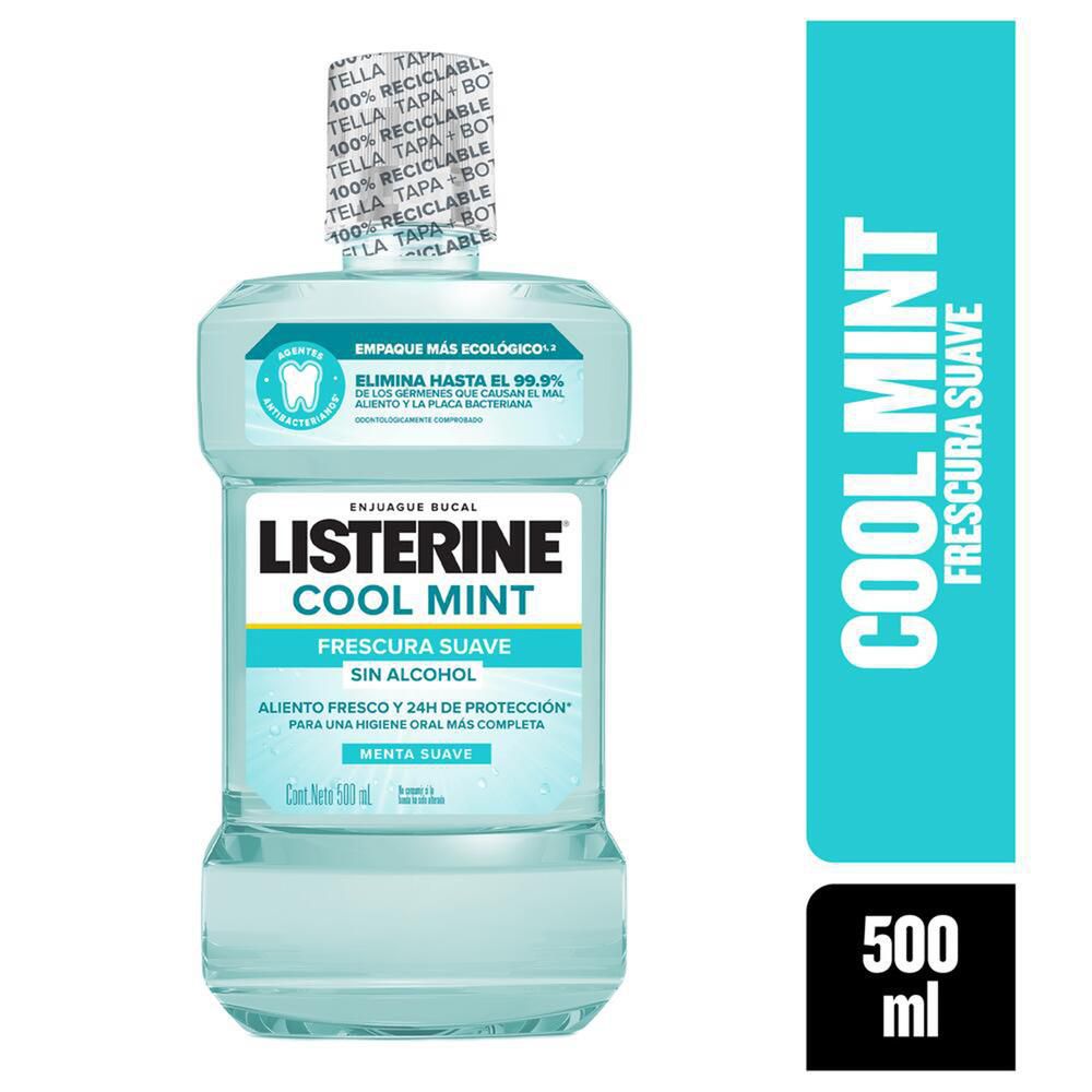 Enjuague bucal LISTERINE coolmint frescura suave sin alcohol (500  ml)