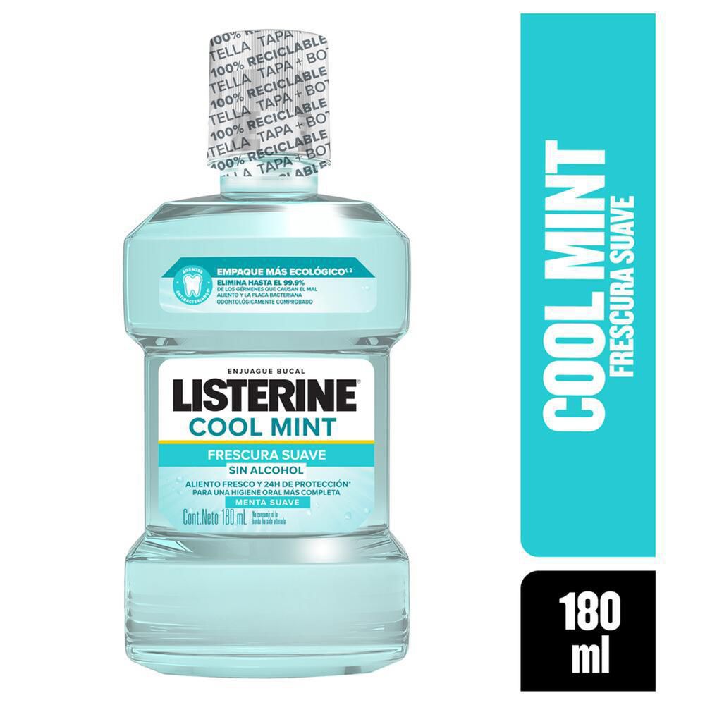 Enjuague bucal LISTERINE coolmint frescura suave sin alcohol (180  ml)