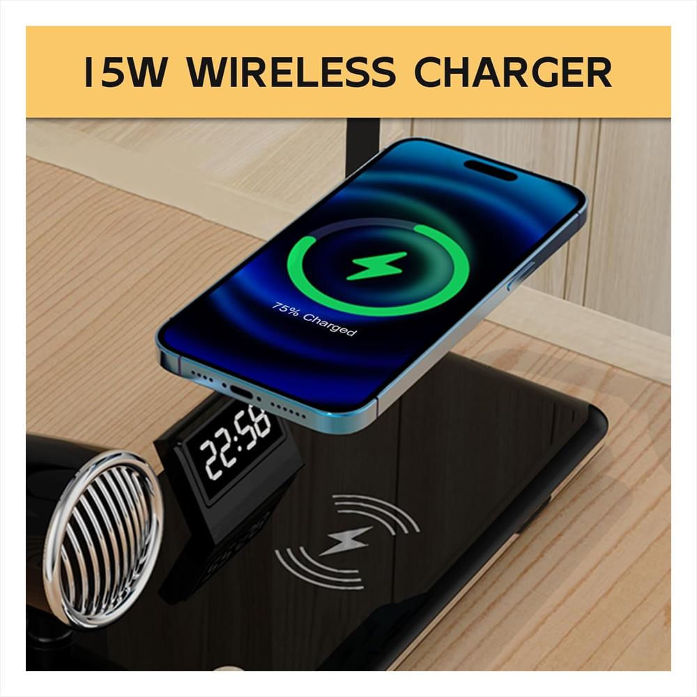Lámpara De Mesa 3 En 1 Con Carga Inalámbrica Y Bluetooth img #3