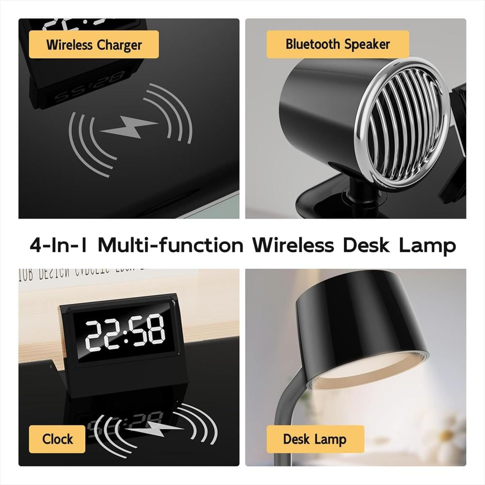 Lámpara De Mesa 3 En 1 Con Carga Inalámbrica Y Bluetooth img #5