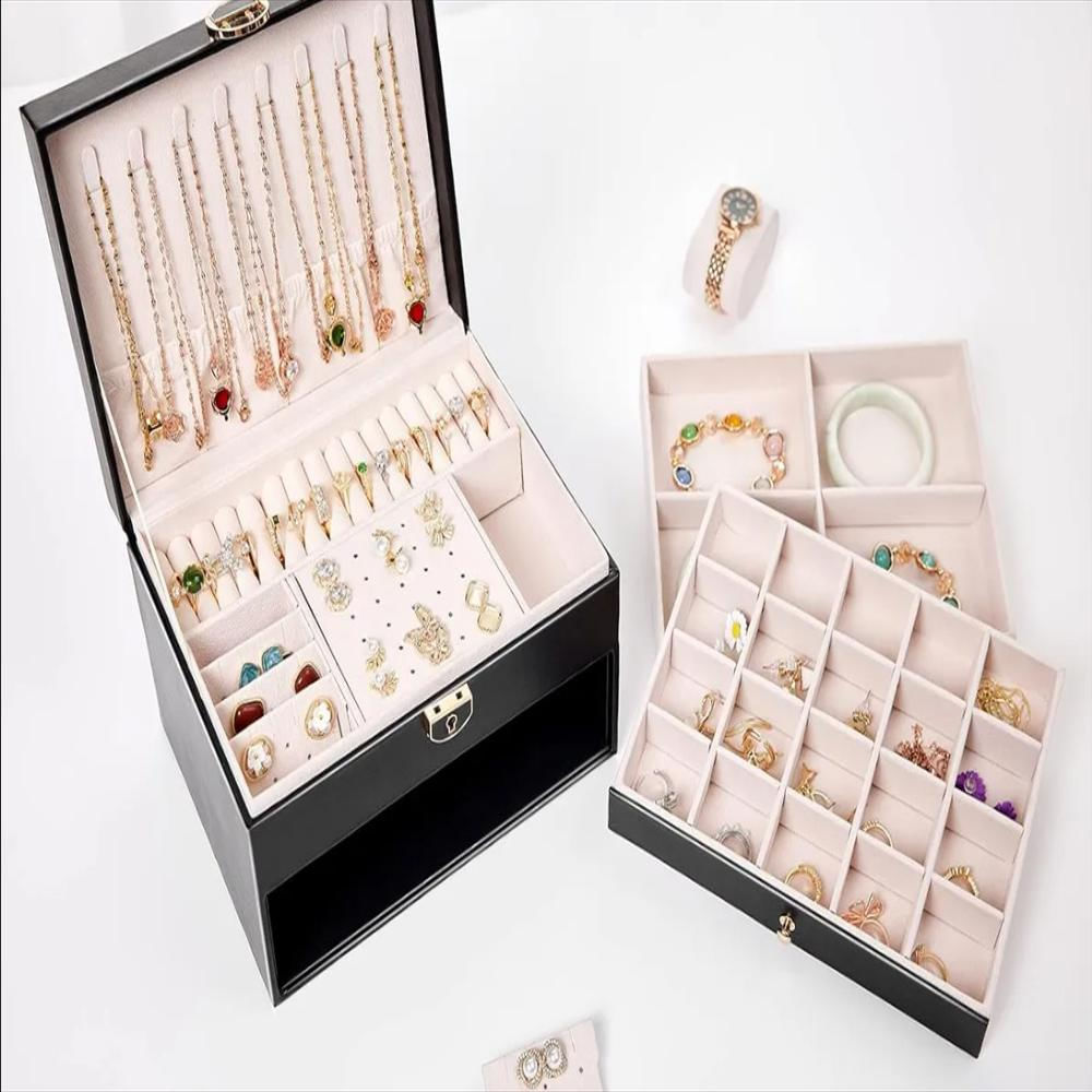 Joyero Organizador Cofre Estuche Joyas Con Llave 3 Niveles img #4