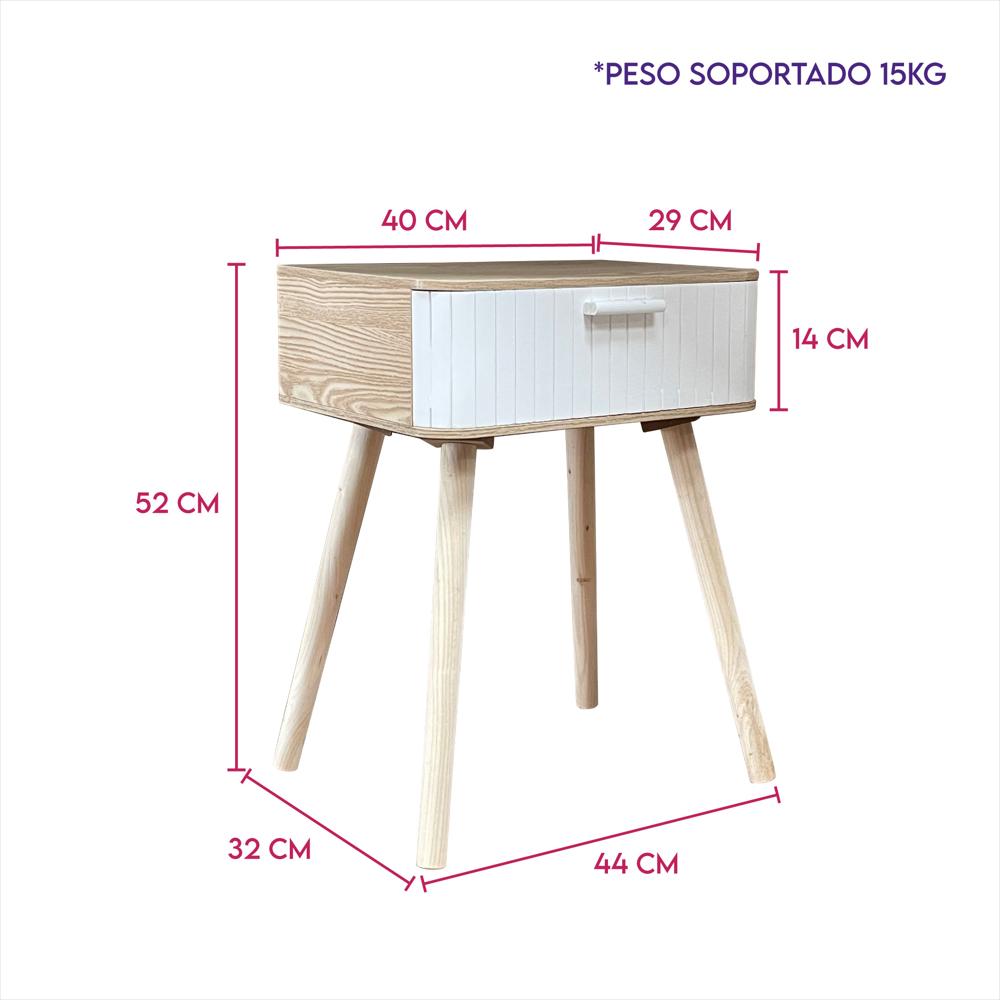 Mesa De Noche Nochero De Madera Con Cajón Refbegoña img #2