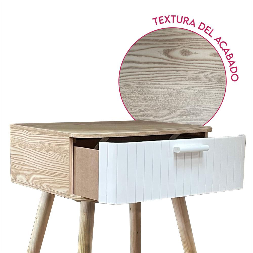 Mesa De Noche Nochero De Madera Con Cajón Refbegoña img #4