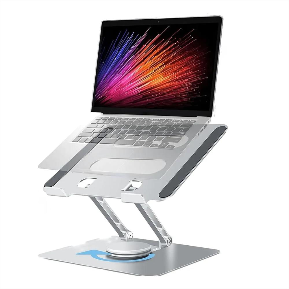 Soporte Base De Aluminio Para Computador Y Tablet Giratoria 360° Plegable Plata img #4