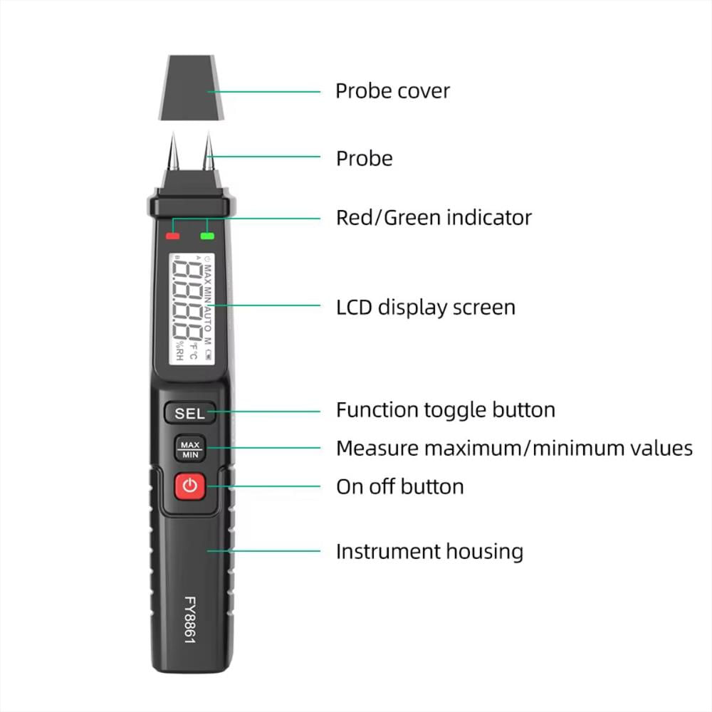 Medidor Digital De Humedad Fy8861 Para Madera Y Materiales img #2