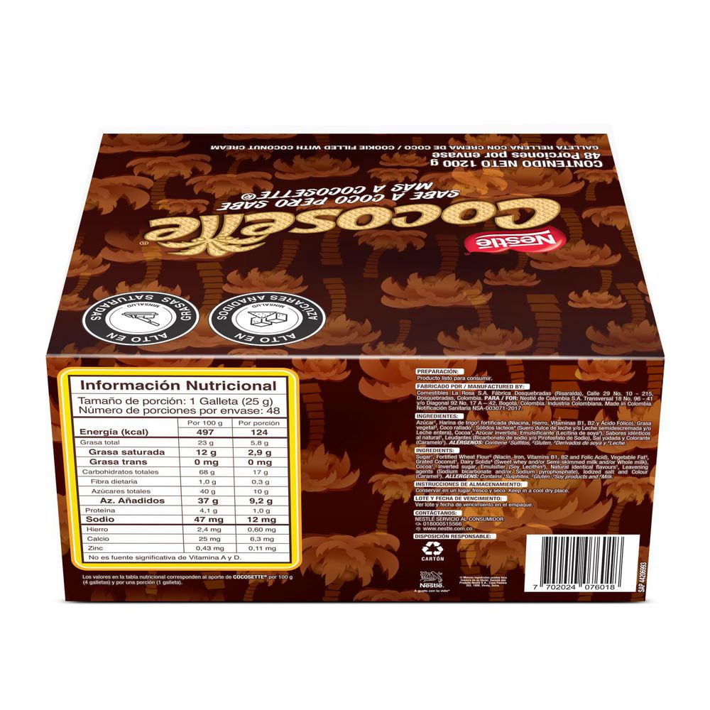 Galletas wafer COCOSETTE rellenas crema de coco x24 paquetes (1050  gr) img #2