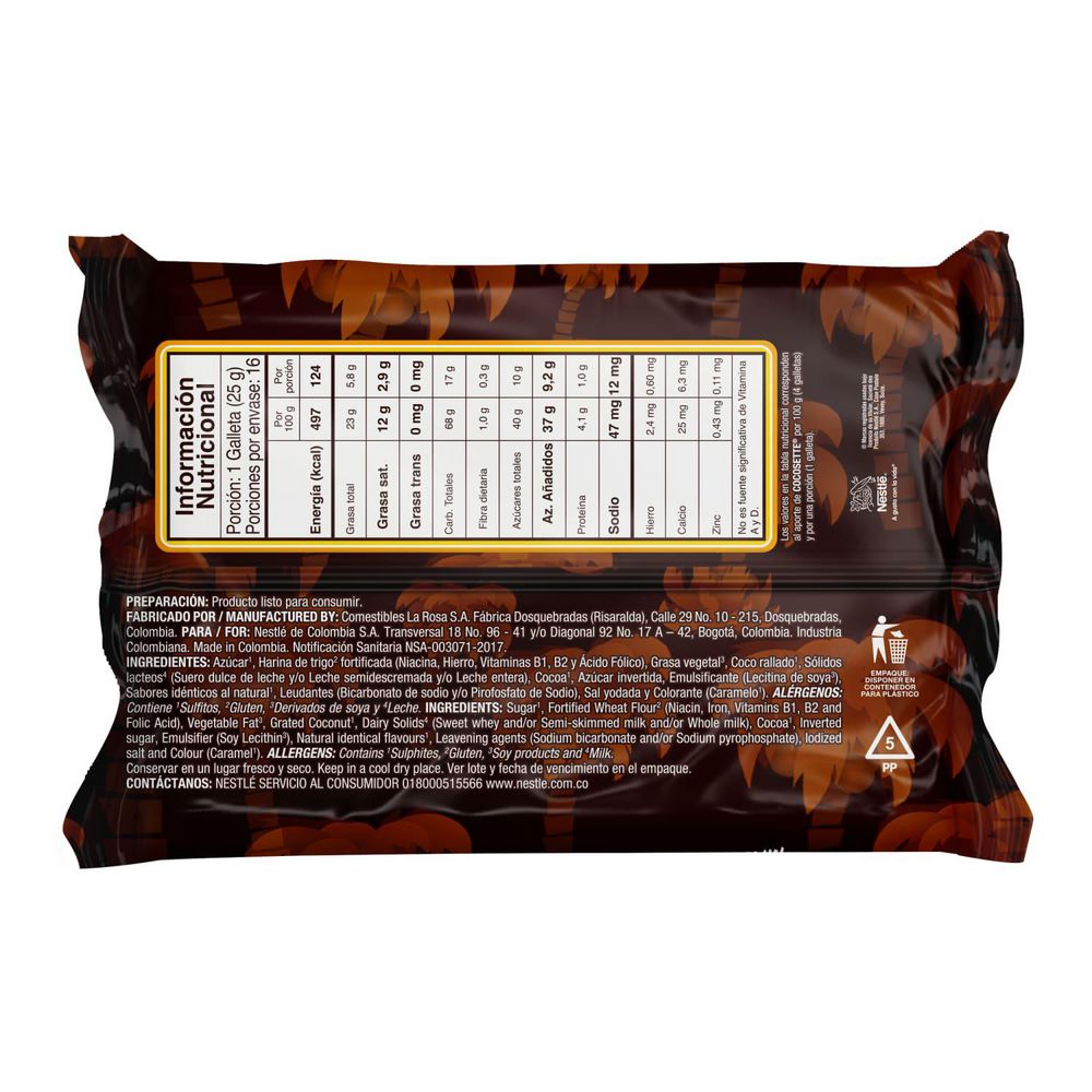 Galletas wafer COCOSETTE relleno crema coco x8 paquetes (400  gr) img #2